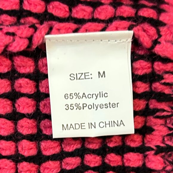 Chunky Knit Red Long Sleeve Cardigan Open Front Sweater Women Medium Warm Cozy - Picture 7 of 7